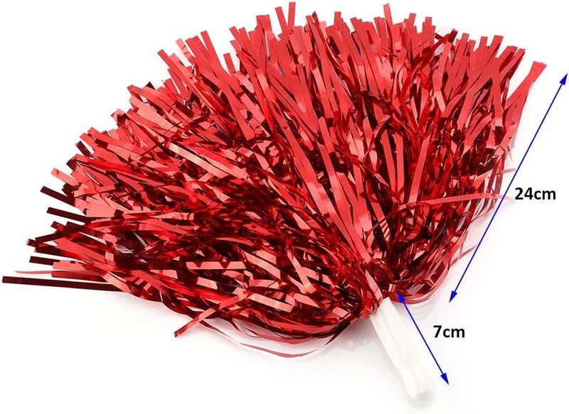 woobles Cheerleading Poms, Cheer Plastic Pom for Ball Fancy Dress Night Cheer Party Costume Sports Dance(Red) - Image 5